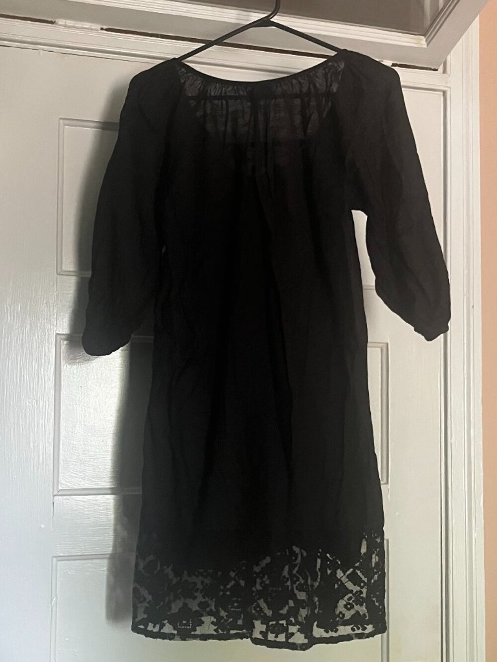Black Embroidered Bohemian Festival Mini Dress